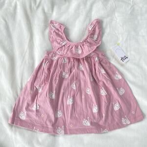 NEW Tea Collection Pink Swan Princess Ruffle Dress